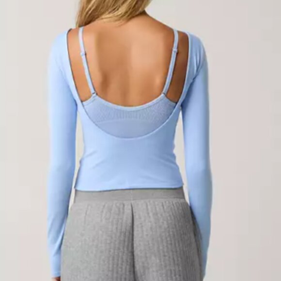 Aerie OFFLINE Hugger Deep Blue Low Back Top - Size XS- athleisure athletic gym - Picture 3 of 11